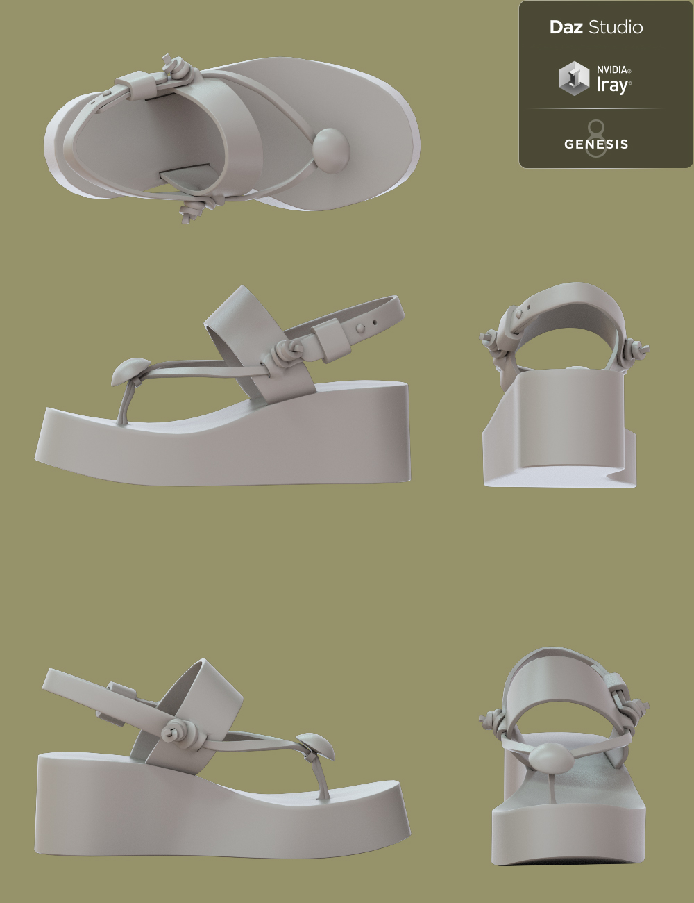 Jiwoo Sandals for Genesis 8 Female(s) by: chungdan, 3D Models by Daz 3D