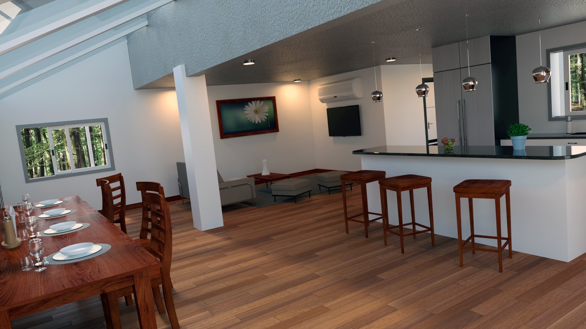 Contemporary Cabin Kitchen Contemporary Cabin Kitchen by: Tesla3dCorp, 3D Models by Daz 3D