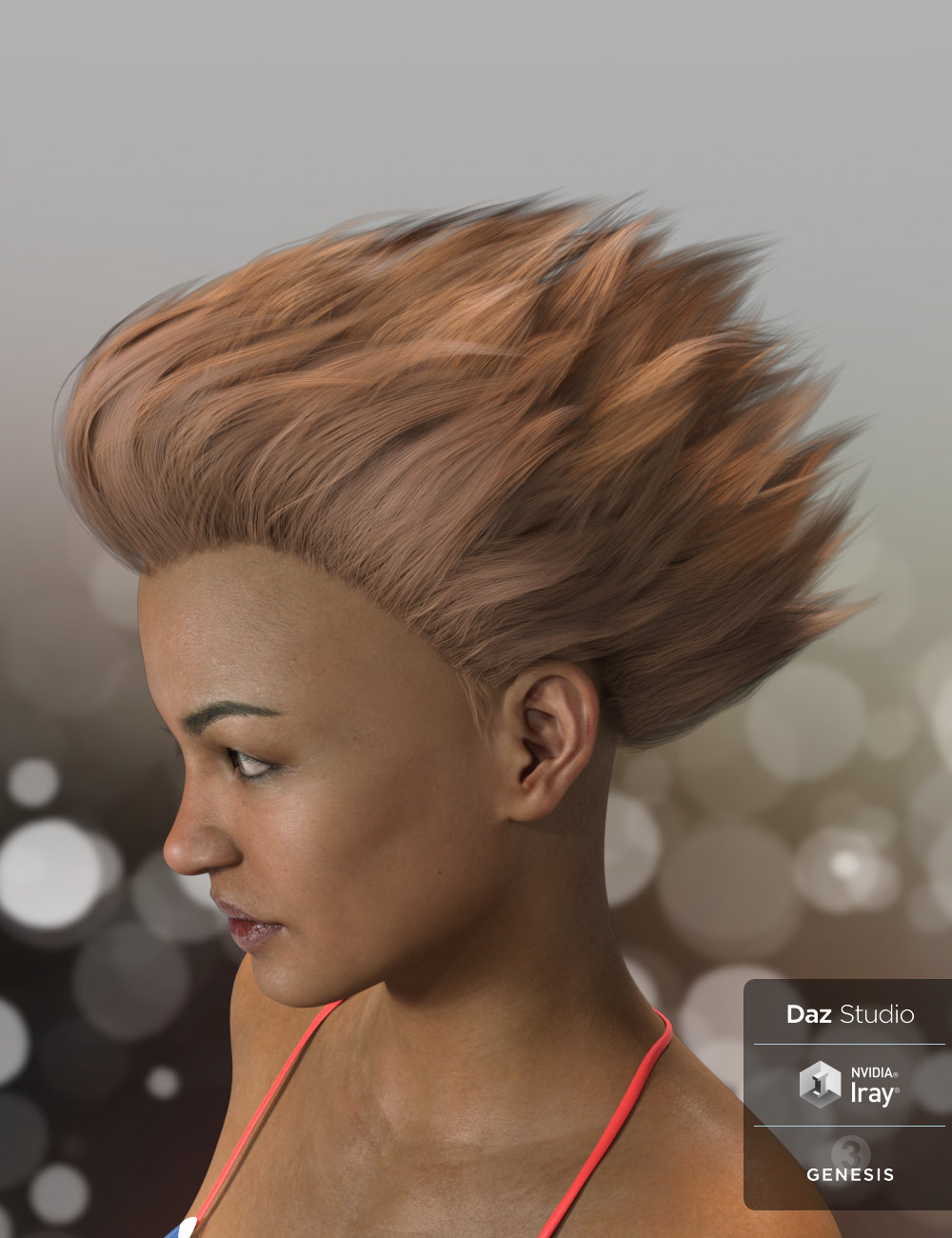 Shock Hair for Genesis 3 and 8 Females by: the3dwizard, 3D Models by Daz 3D