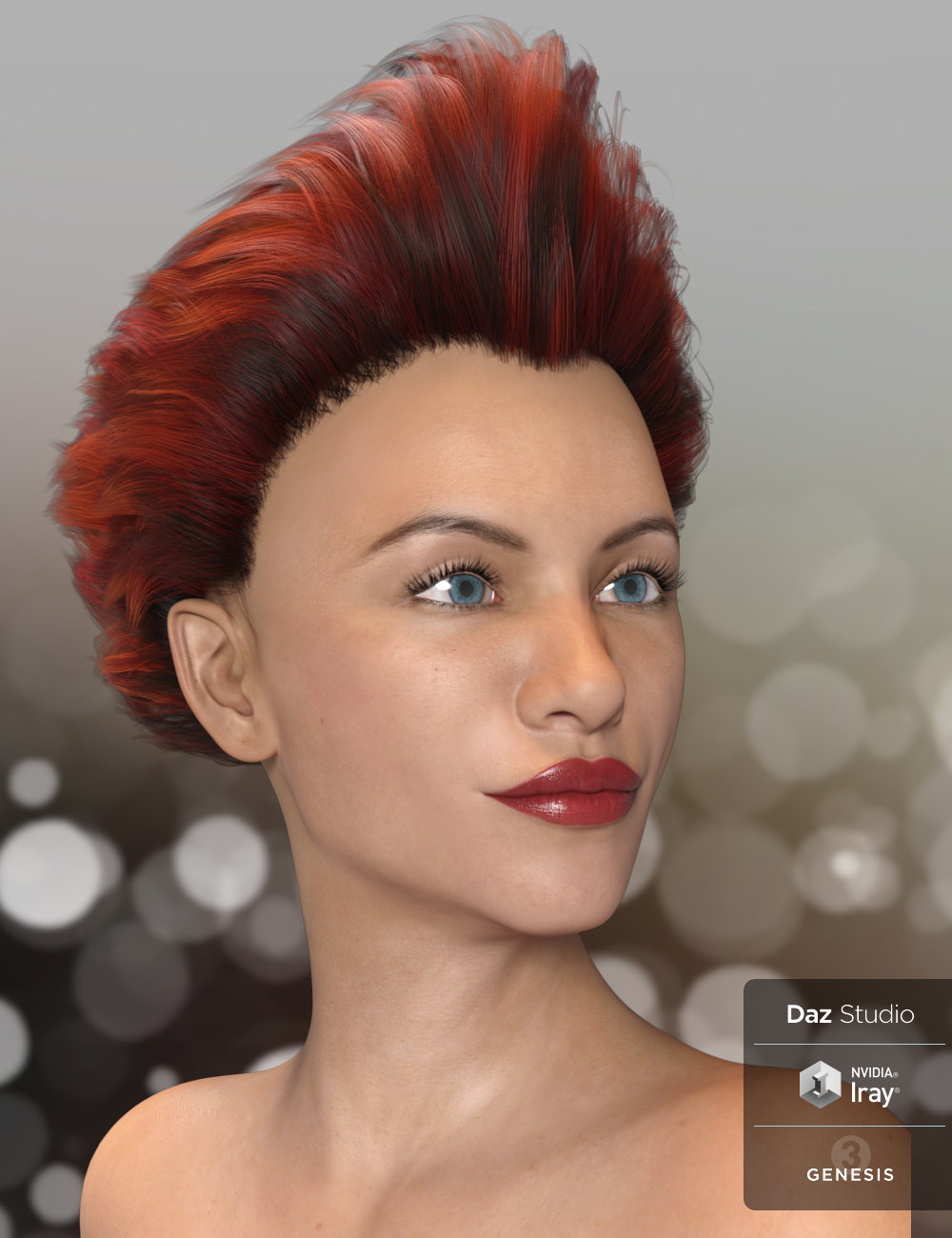 Shock Hair for Genesis 3 and 8 Females by: the3dwizard, 3D Models by Daz 3D