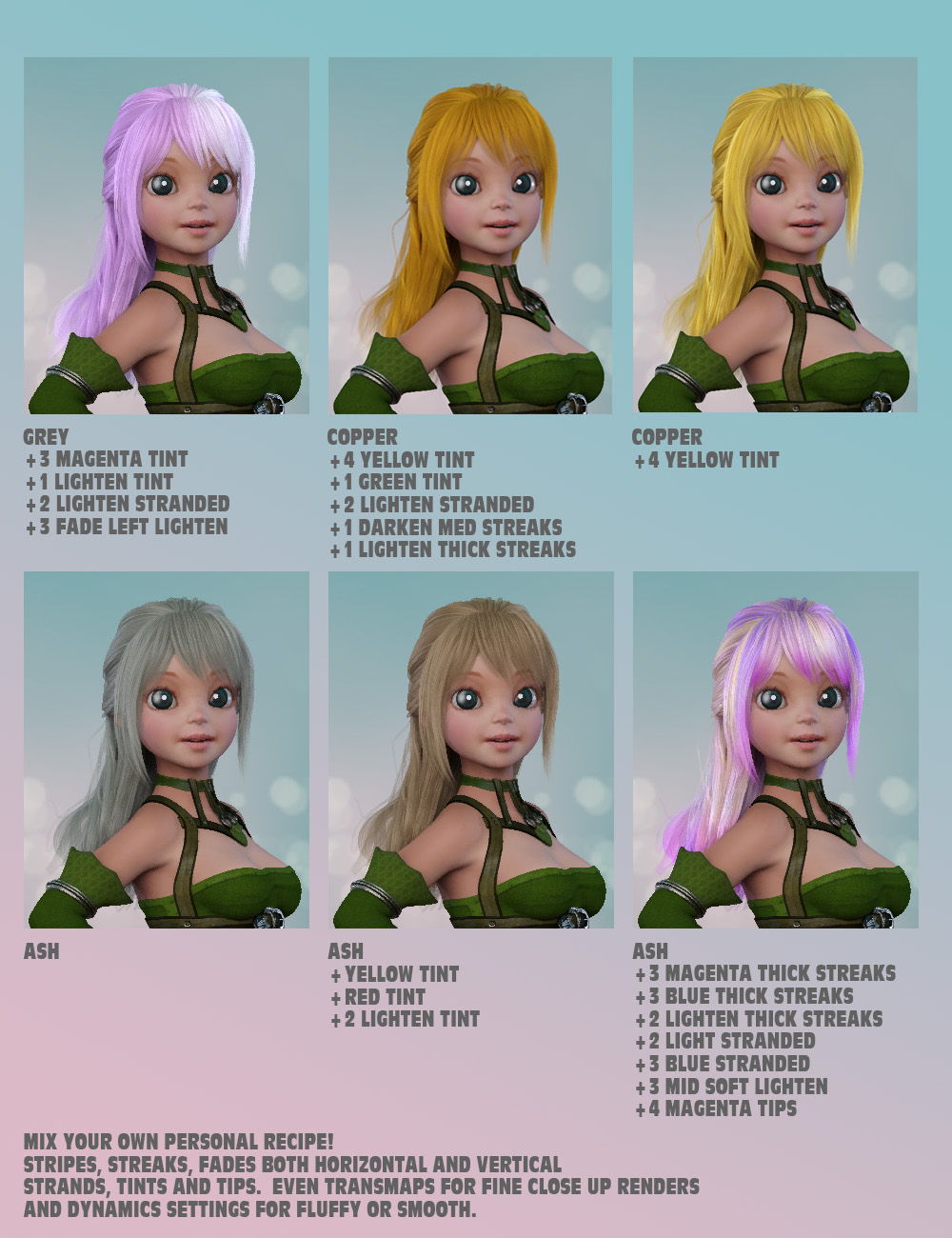 Laura Hair with dForce for Genesis 3 and 8 Female(s) by: Lady Littlefox, 3D Models by Daz 3D