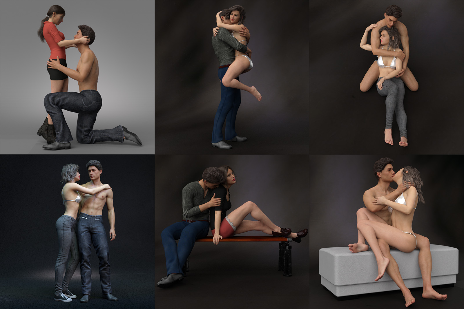 Intertwining Poses for Victoria 8 and Michael 8 by: aurorabreeze, 3D Models by Daz 3D