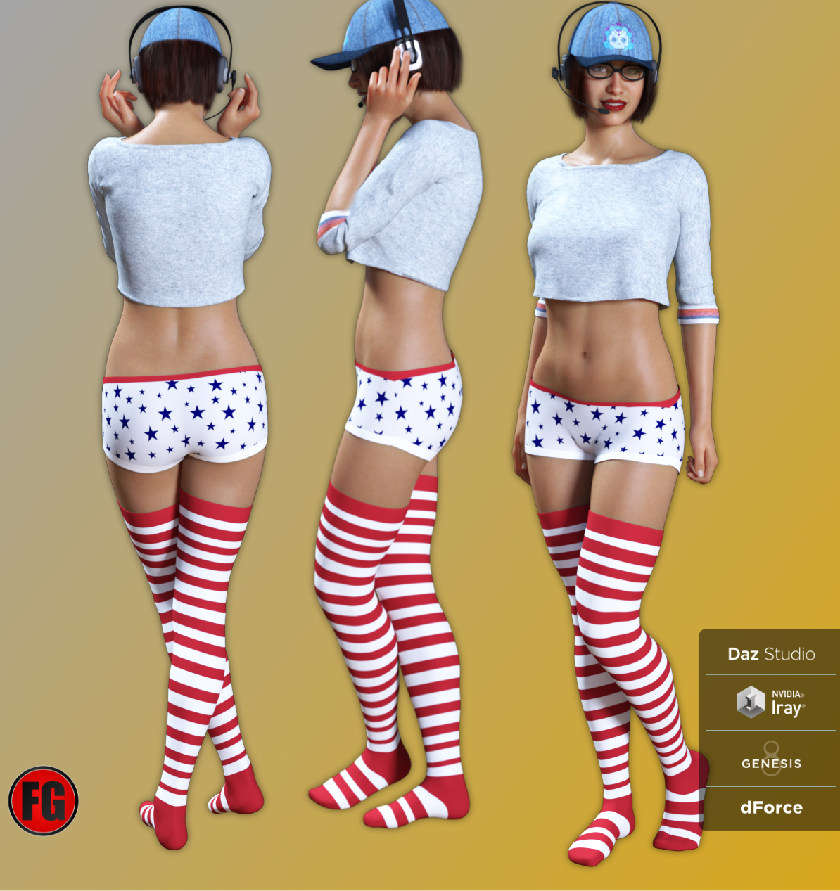 FG Gamer Jammies Outfit for Genesis 8 Female(s) by: Fugazi1968, 3D Models by Daz 3D