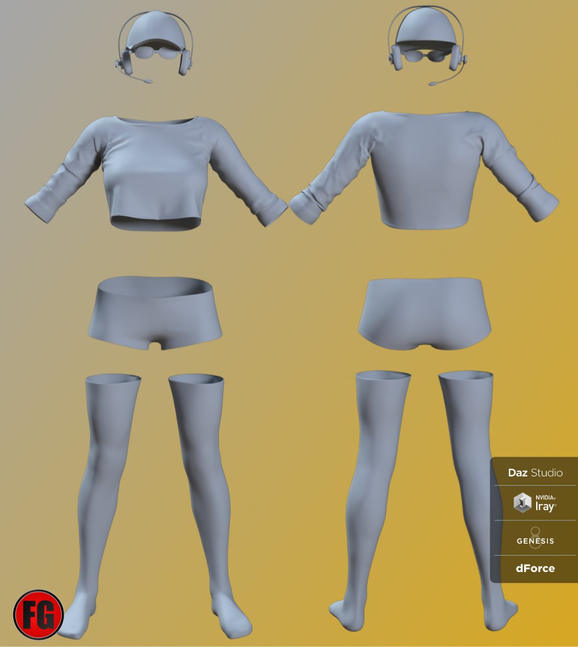 FG Gamer Jammies Outfit for Genesis 8 Female(s) by: Fugazi1968, 3D Models by Daz 3D