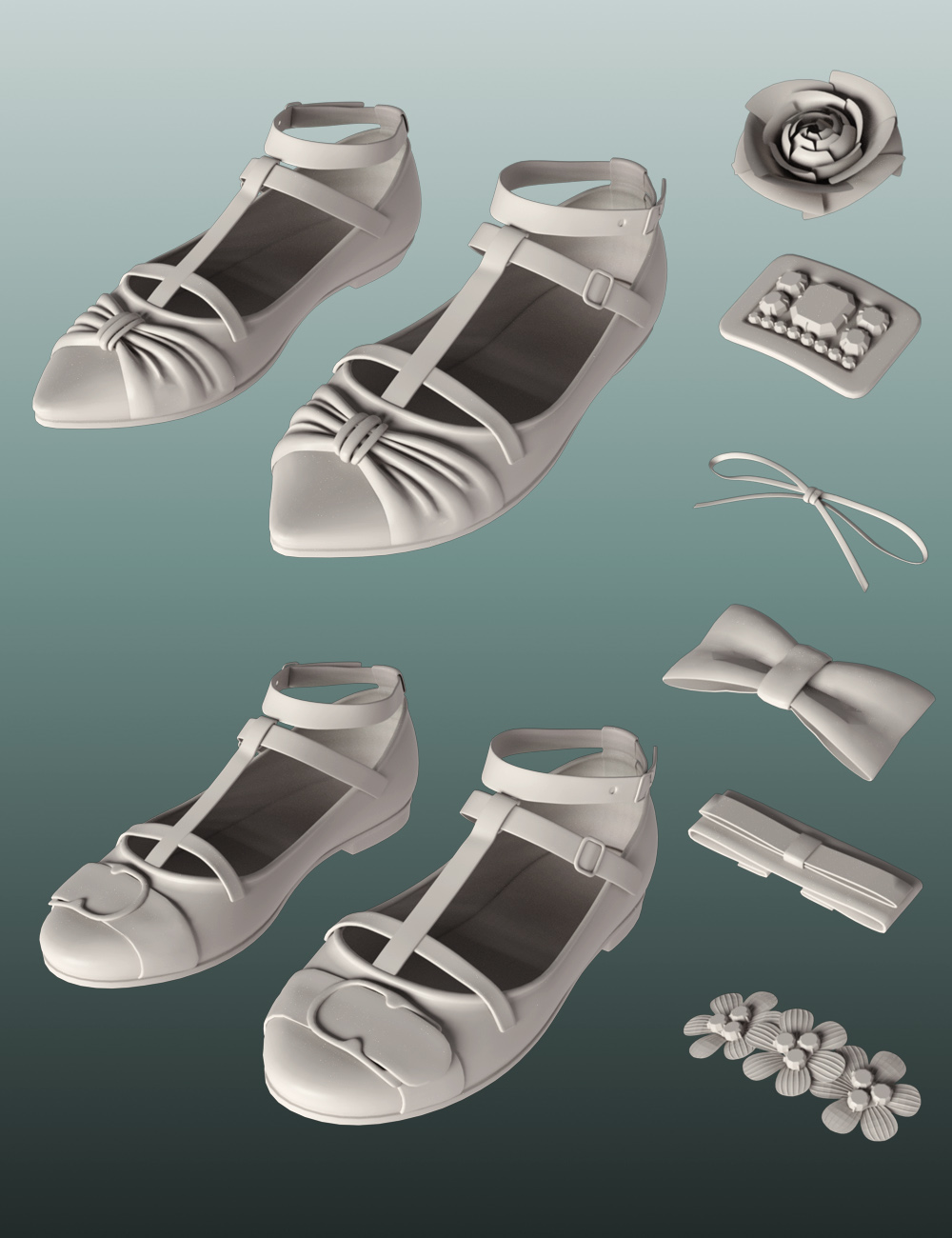 Ballet Flats Assembly Kit II for the Genesis 8 Female(s) by: Dogz, 3D Models by Daz 3D