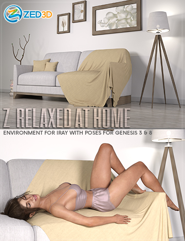 Z Relaxed at Home - Indoor Environment with Poses for Genesis 3 and 8 by: Zeddicuss, 3D Models by Daz 3D