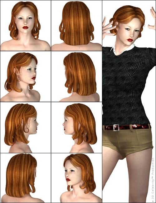 Georgia Hair by: 3DCelebrity, 3D Models by Daz 3D