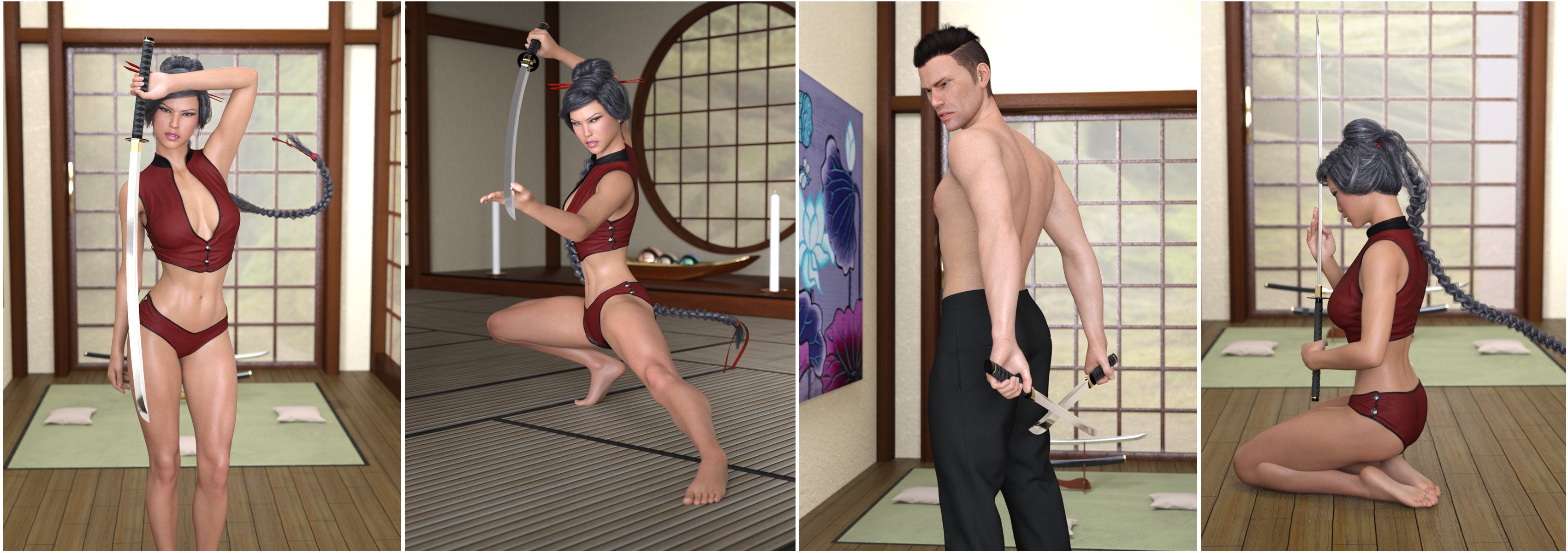 Z Samurai Swords - Props and Poses for Genesis 8 by: Zeddicuss, 3D Models by Daz 3D