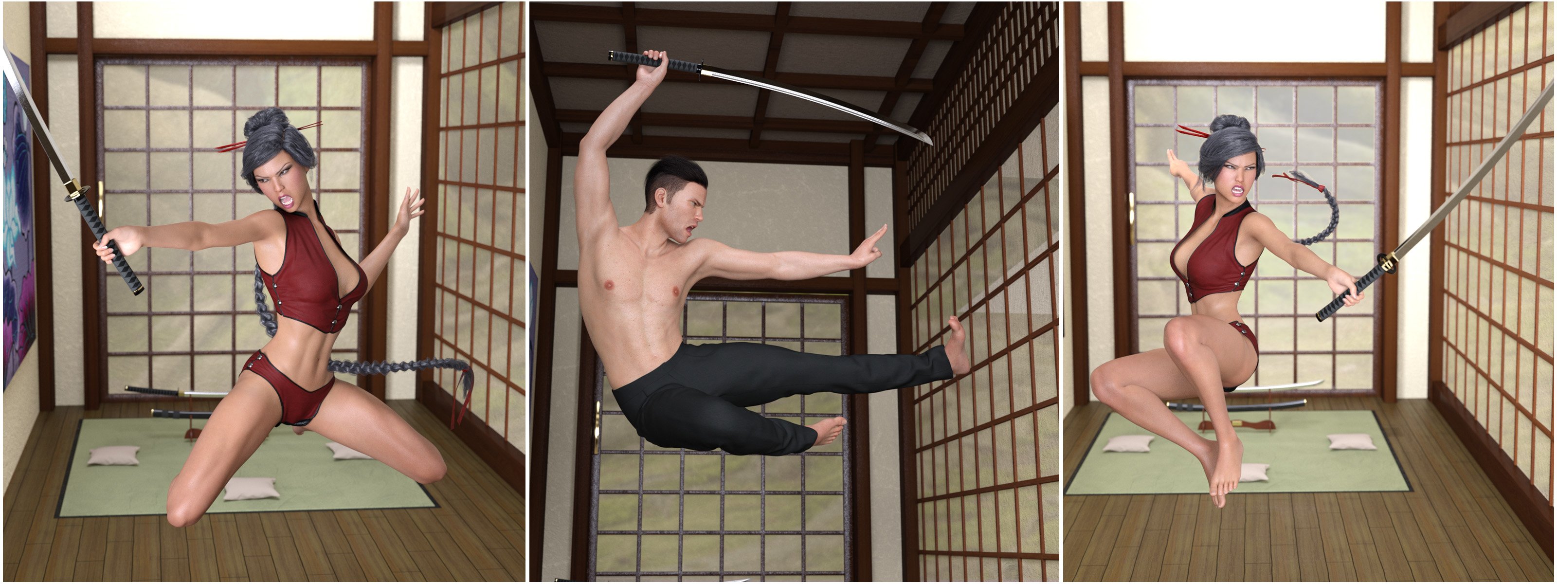 Z Samurai Swords - Props and Poses for Genesis 8 by: Zeddicuss, 3D Models by Daz 3D