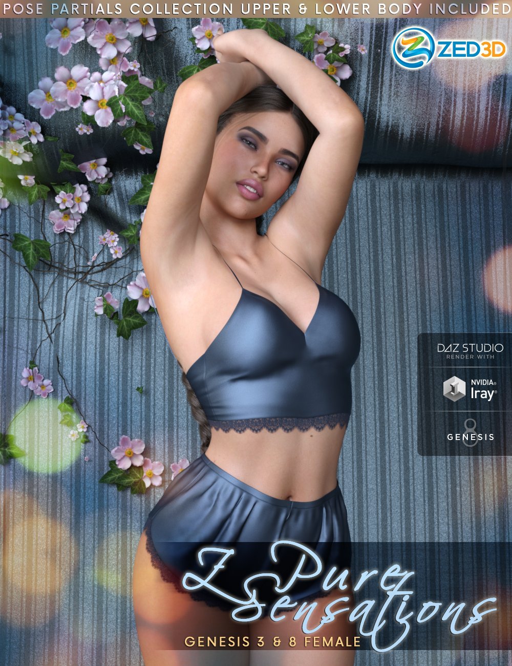 Z Pure Sensations - Poses and Partials for Genesis 3 and 8 Female by: Zeddicuss, 3D Models by Daz 3D