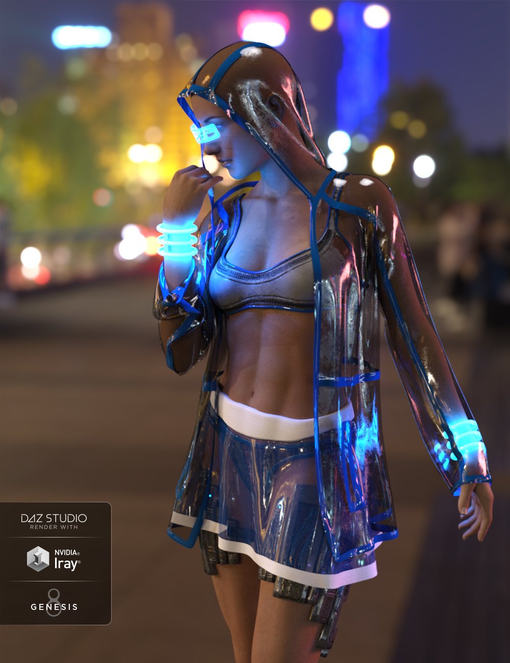 dForce Night Runner Outfit for Genesis 8 Female(s) by: GolaM, 3D Models by Daz 3D
