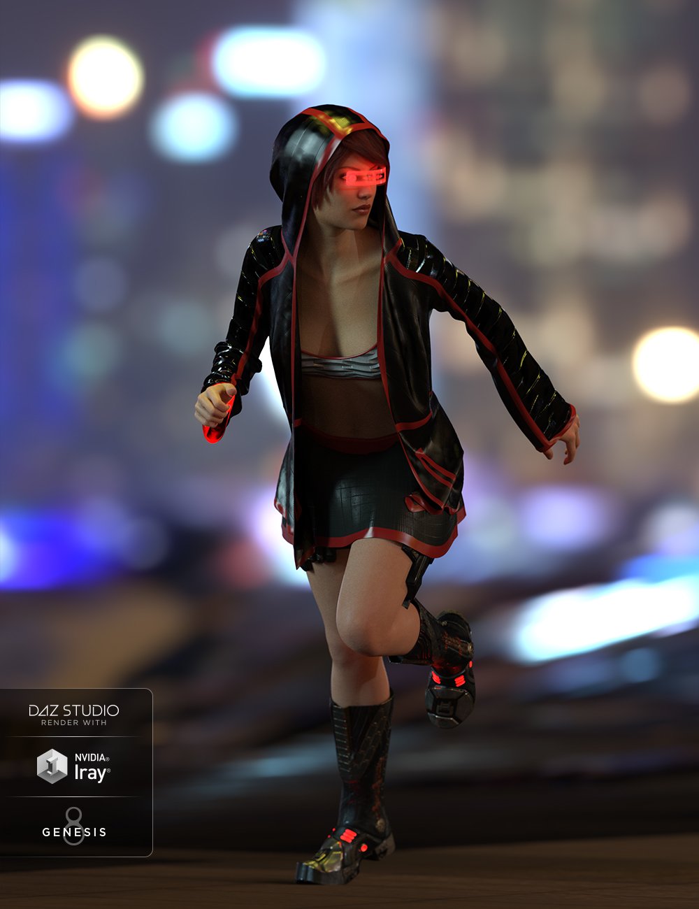 dForce Night Runner Outfit for Genesis 8 Female(s) by: GolaM, 3D Models by Daz 3D