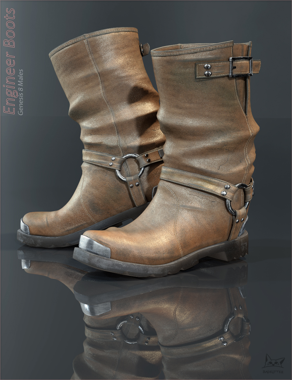 Engineer Boots for Genesis 8 Male(s) by: BadKitteh Co, 3D Models by Daz 3D