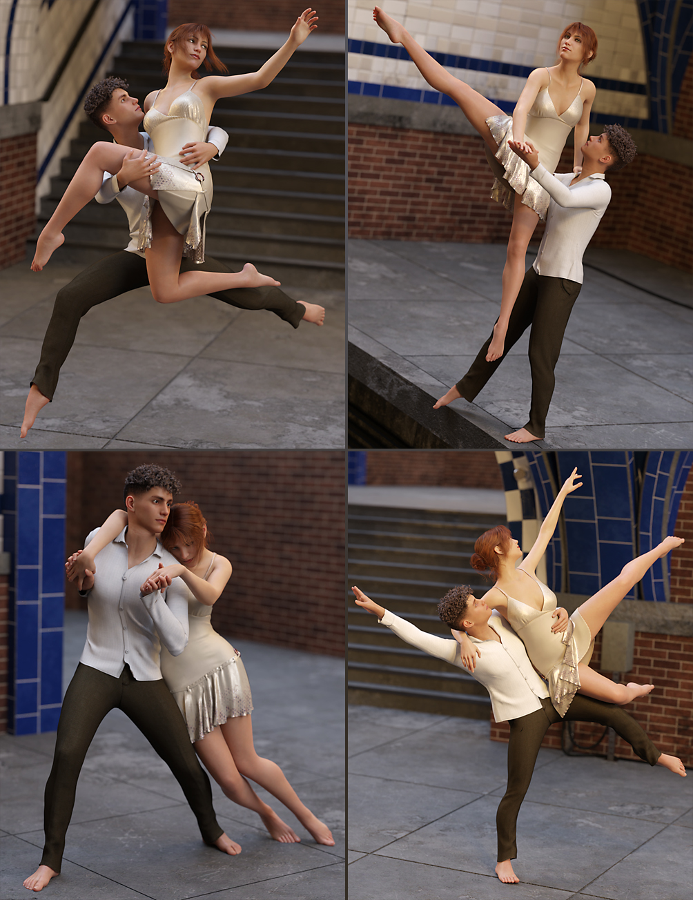 Modern Dance Couples Poses for Genesis 8 by: FeralFey, 3D Models by Daz 3D