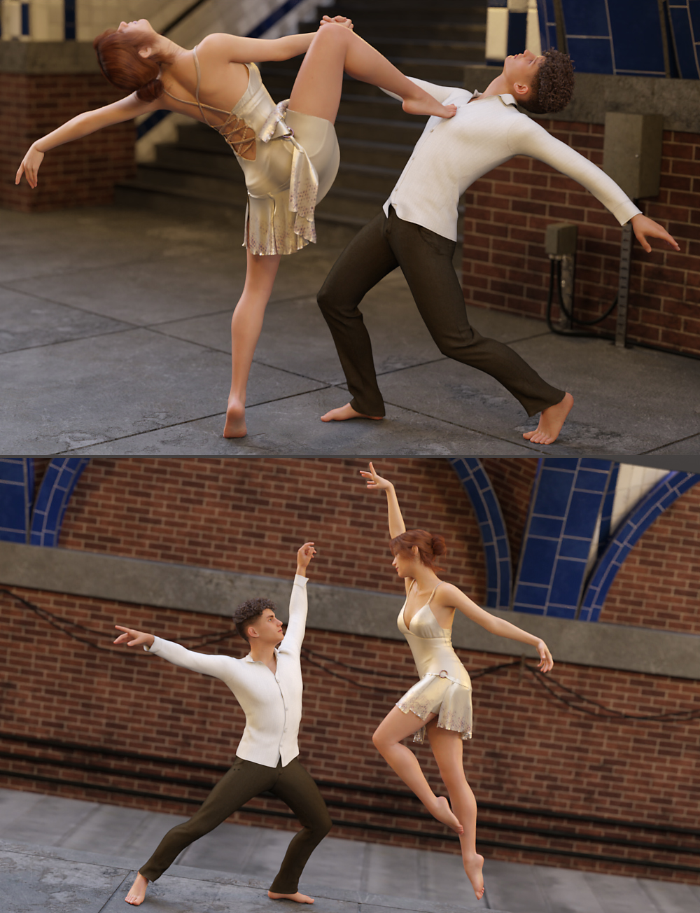 Modern Dance Couples Poses for Genesis 8 by: FeralFey, 3D Models by Daz 3D
