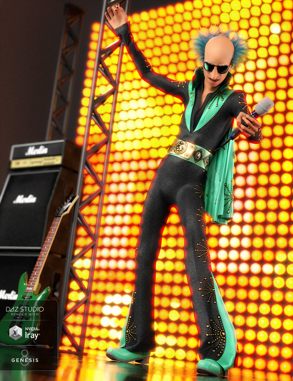 dForce King of Rock n Roll Outfit for Genesis 8 Male(s) by: ArienLyrra Madril, 3D Models by Daz 3D