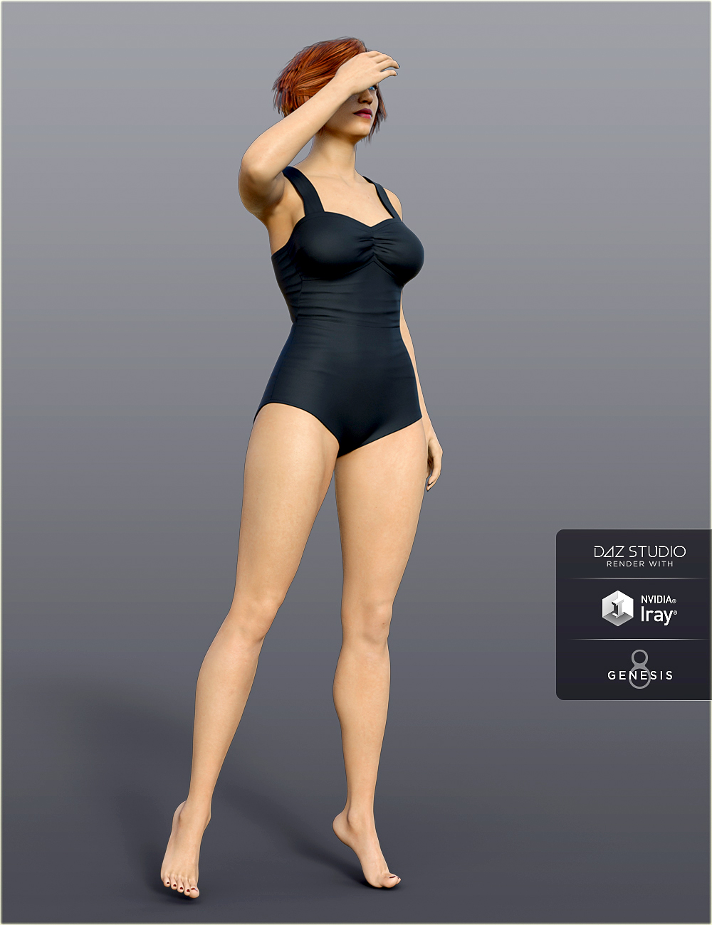 dForce H&C One Piece Swimsuit B for Genesis 8 Female(s) by: IH Kang, 3D Models by Daz 3D