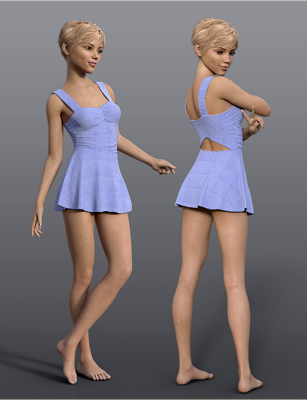 dForce H&C One Piece Swimsuit B for Genesis 8 Female(s) by: IH Kang, 3D Models by Daz 3D