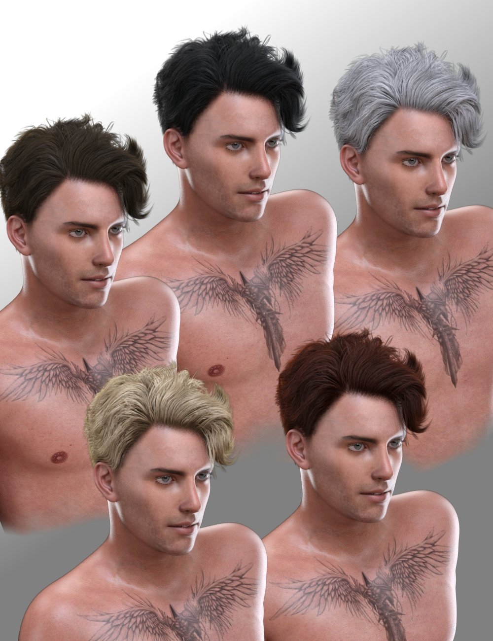 Magnus Hair for Genesis 3 and Genesis 8 Male(s) by: Neftis3D, 3D Models by Daz 3D
