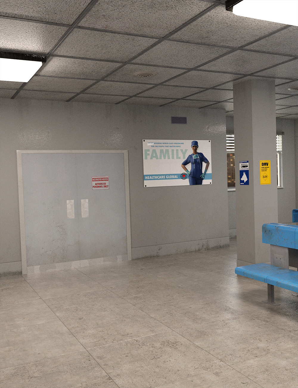 Grungy Waiting Room Grungy Waiting Room by: , 3D Models by Daz 3D