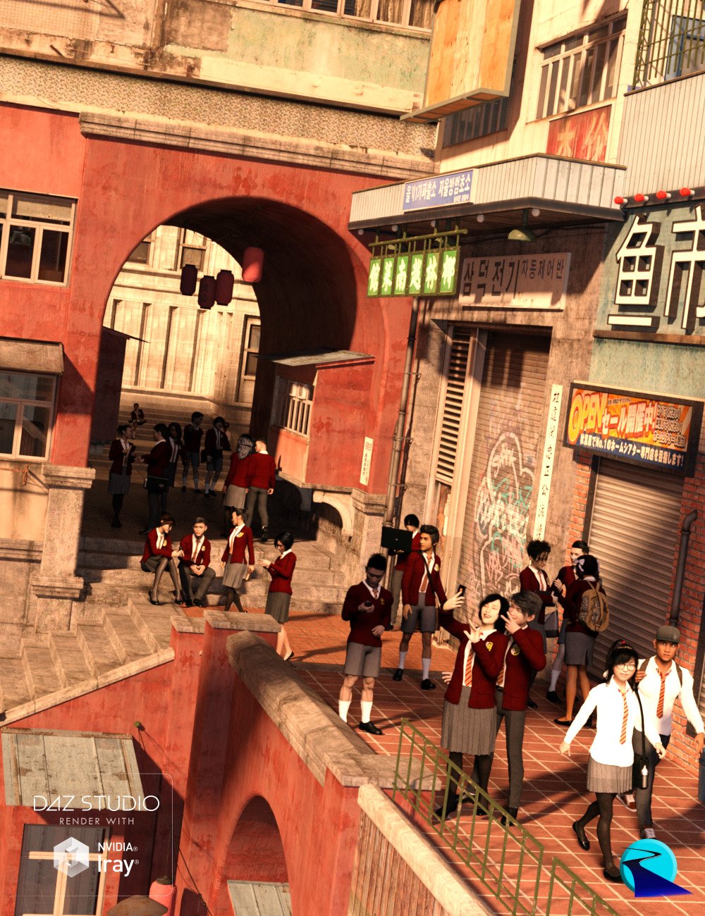 Now-Crowd Billboards - Asian School Life by: RiverSoft Art, 3D Models by Daz 3D