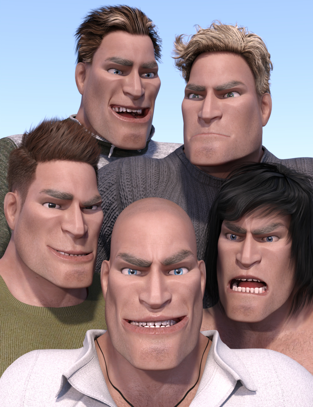 TOUGH GUY Expressions for Toon Dwayne 8 by: Sharktooth, 3D Models by Daz 3D