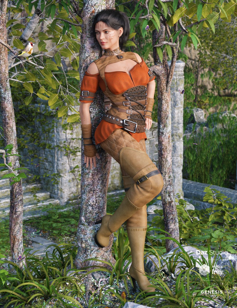 Woodland Rogue Outfit for Genesis 8 Female(s) by: Mely3DBarbara BrundonUmblefugly, 3D Models by Daz 3D