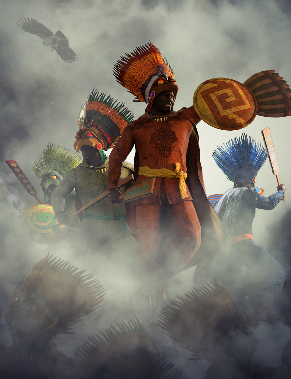 dForce Aztec Eagle Warrior Outfit Textures by: Meshitup, 3D Models by Daz 3D