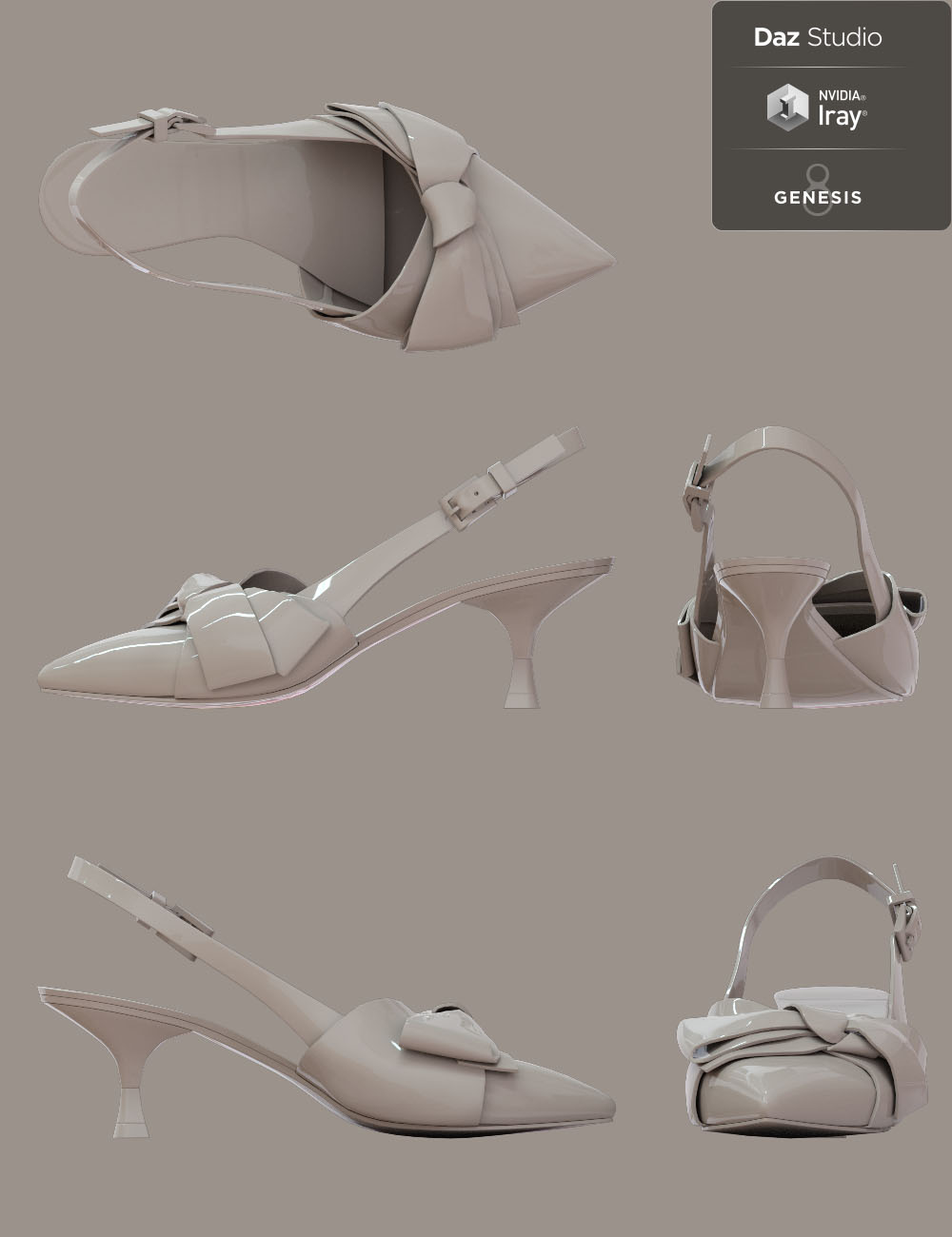 Jiwoo Sling Back Heels for Genesis 8 Female(s) | Daz 3D