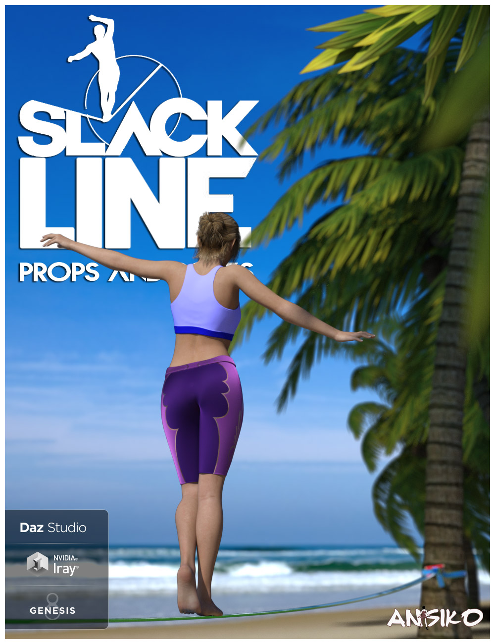 Slackline and Poses for Genesis 8 by: Ansiko, 3D Models by Daz 3D