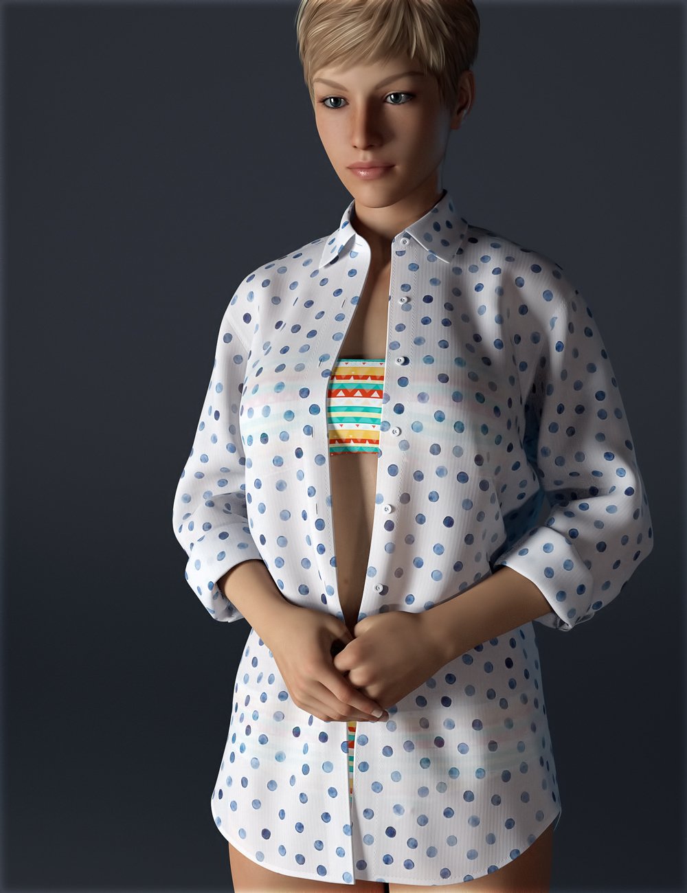 H&C dForce Bikini & Boyfriend Shirt for Genesis 8 Female(s) by: IH Kang, 3D Models by Daz 3D