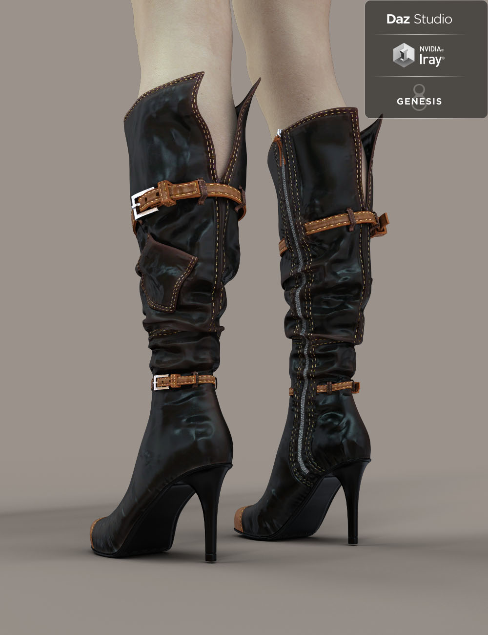 Jiwoo Denim Boots for Genesis 8 Female(s) by: chungdan, 3D Models by Daz 3D
