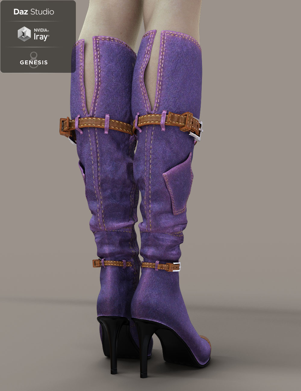 Jiwoo Denim Boots for Genesis 8 Female(s) by: chungdan, 3D Models by Daz 3D