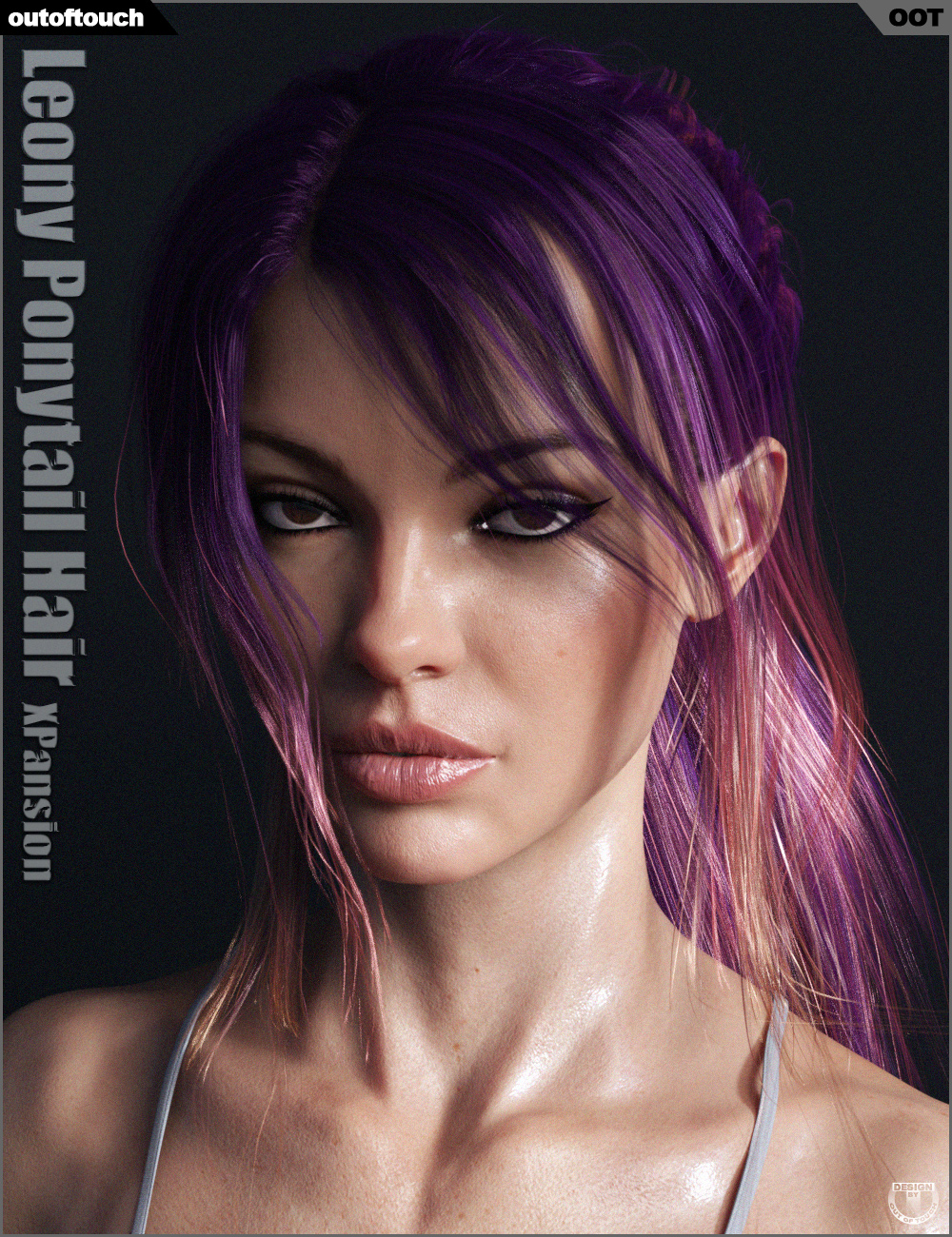 OOT Hairblending 2.0 Texture XPansion for Leony Wet & Dry Ponytail Hair by: outoftouch, 3D Models by Daz 3D