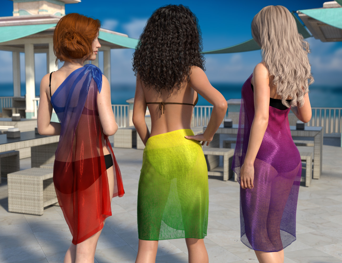 dForce Pareos Pack for Genesis 8 Female(s) by: esha, 3D Models by Daz 3D