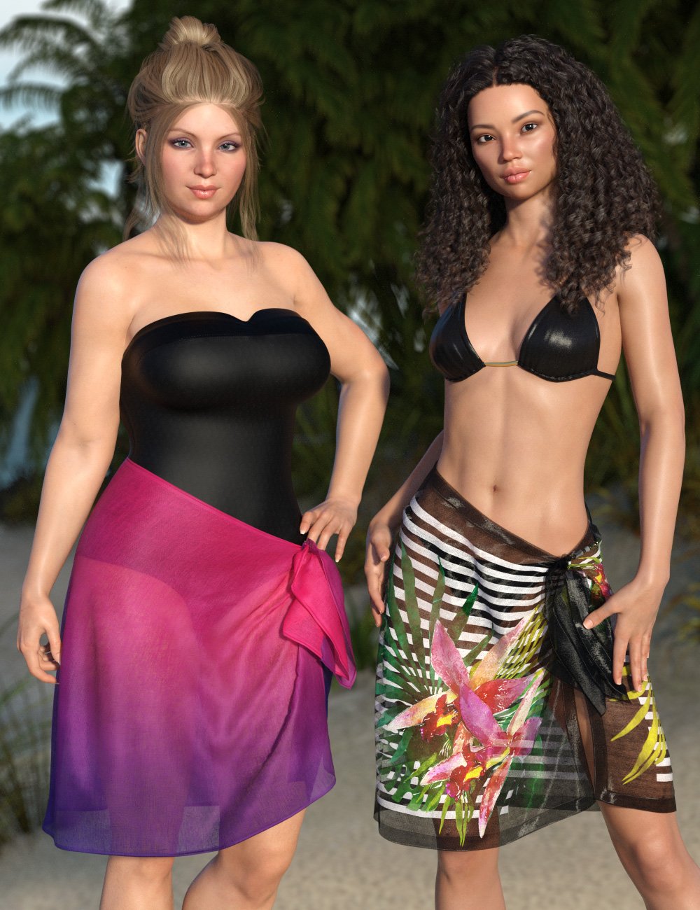 dForce Pareos Pack for Genesis 8 Female(s) by: esha, 3D Models by Daz 3D