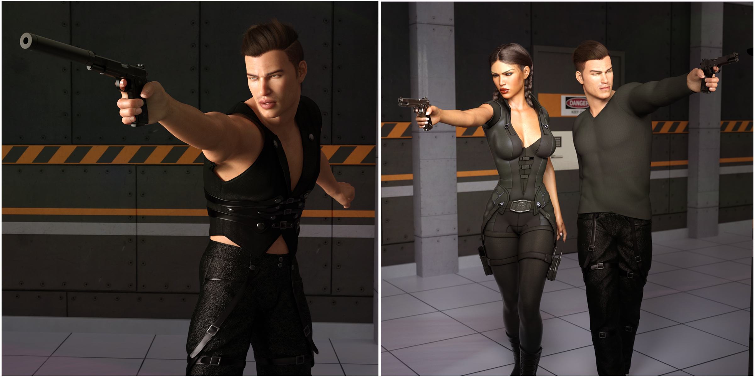 Z Hot and Loaded - Gun and Poses for Genesis 3 and 8 by: , 3D Models by Daz 3D