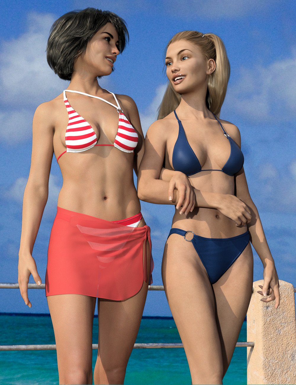dForce RealFit Ring Bikini & Wrap for Genesis 3 and 8 Female(s) by: the3dwizard, 3D Models by Daz 3D