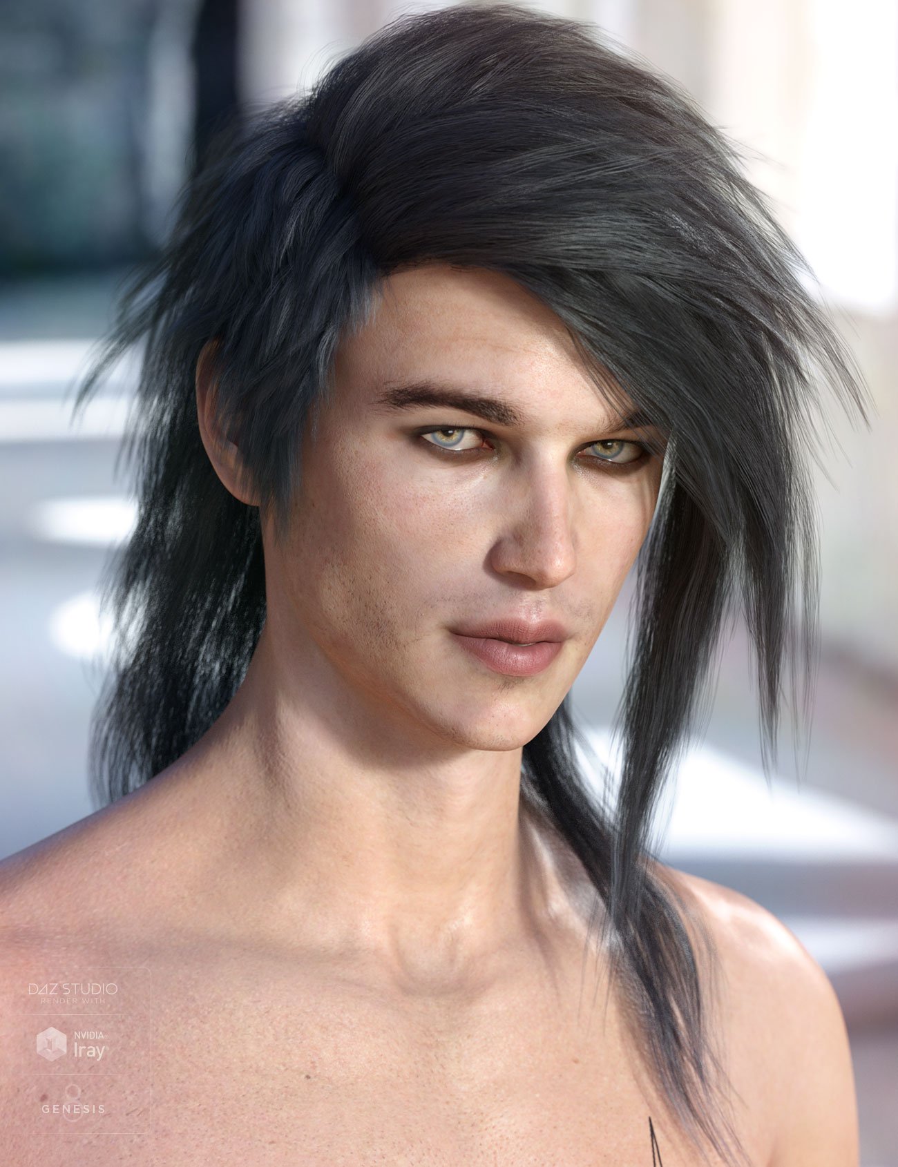 Bastien Hair for Genesis 3 & 8 Male(s) by: AprilYSH, 3D Models by Daz 3D