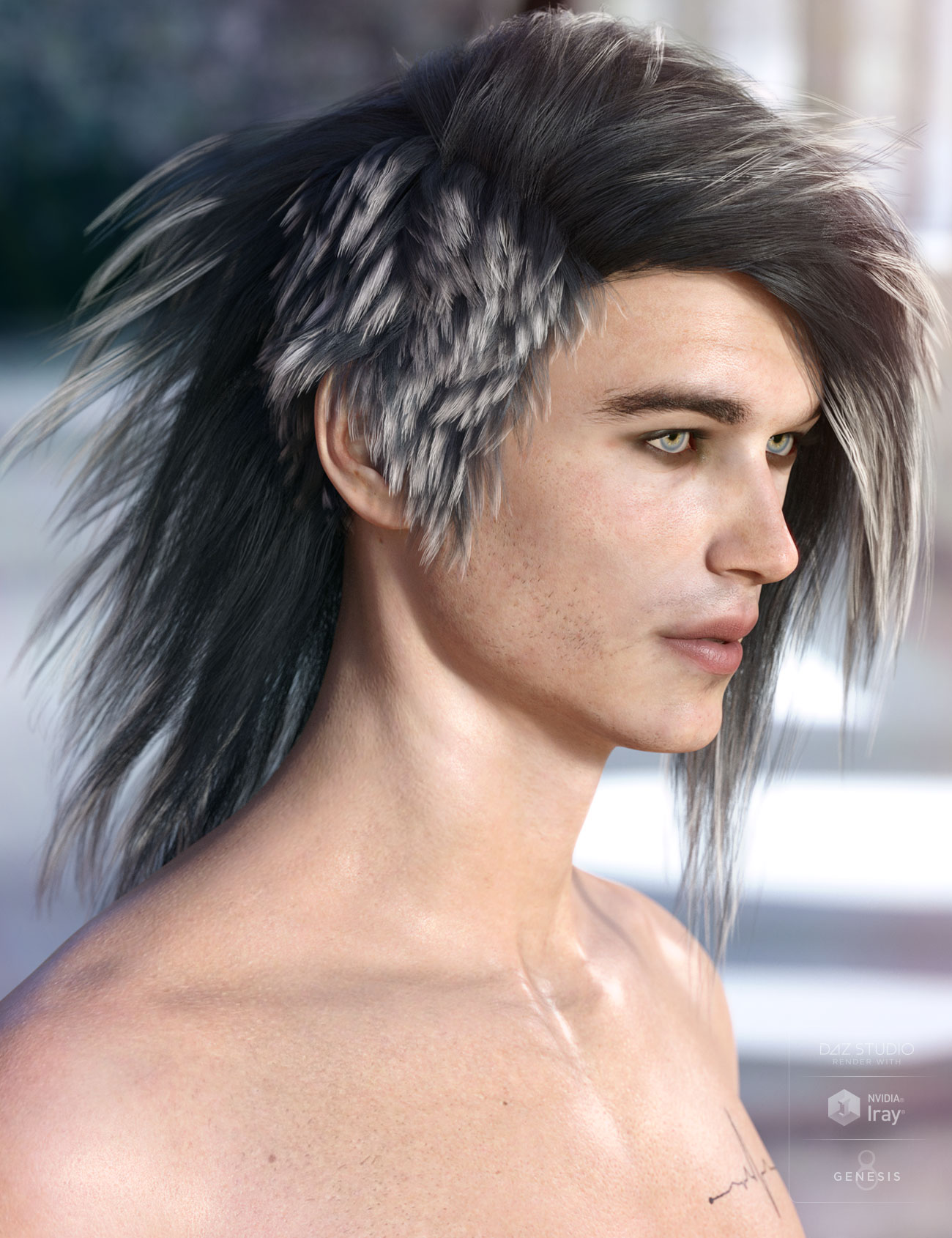 Bastien Hair for Genesis 3 & 8 Male(s) by: AprilYSH, 3D Models by Daz 3D