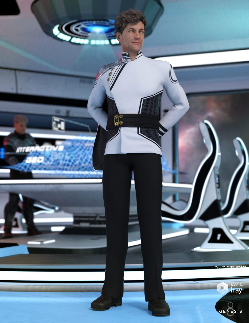 dForce Fleet Commander Outfit for Genesis 8 Male(s) by: Barbara BrundonMoonscape GraphicsSadeUmblefugly, 3D Models by Daz 3D
