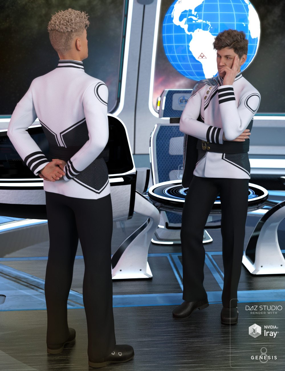 dForce Fleet Commander Outfit for Genesis 8 Male(s) by: Barbara BrundonMoonscape GraphicsSadeUmblefugly, 3D Models by Daz 3D