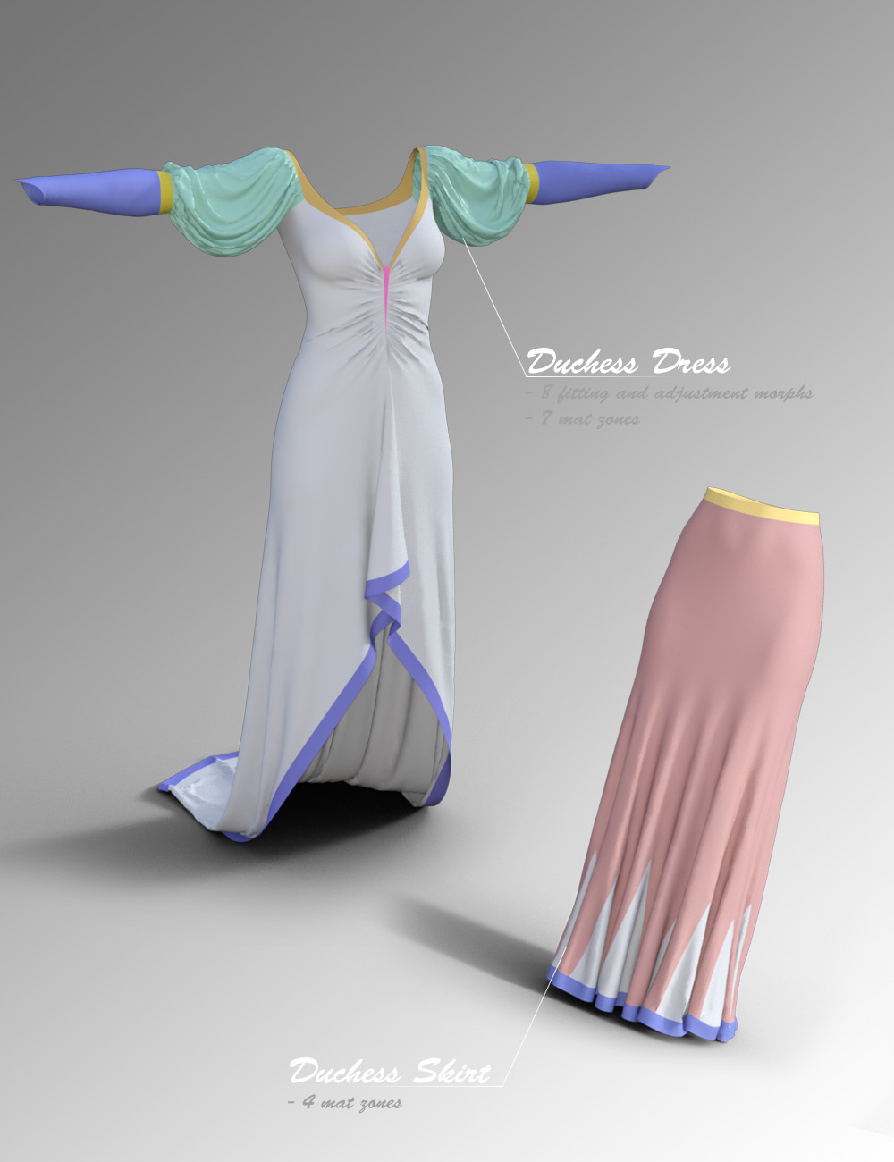 dForce Duchess Dress for Genesis 3 and 8 Female(s) by: Sshodan, 3D Models by Daz 3D