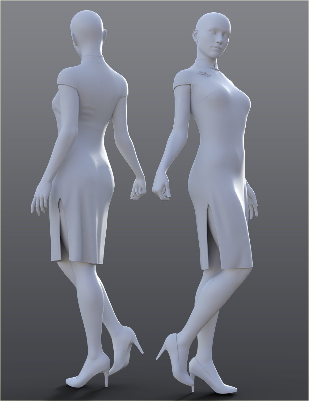 dForce H&C Short Qipao Dress for Genesis 8 Female(s) by: IH Kang, 3D Models by Daz 3D