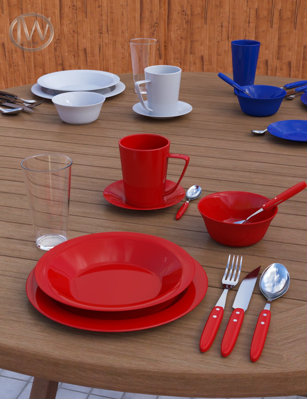 JW Dinnerware Set by: JWolf, 3D Models by Daz 3D