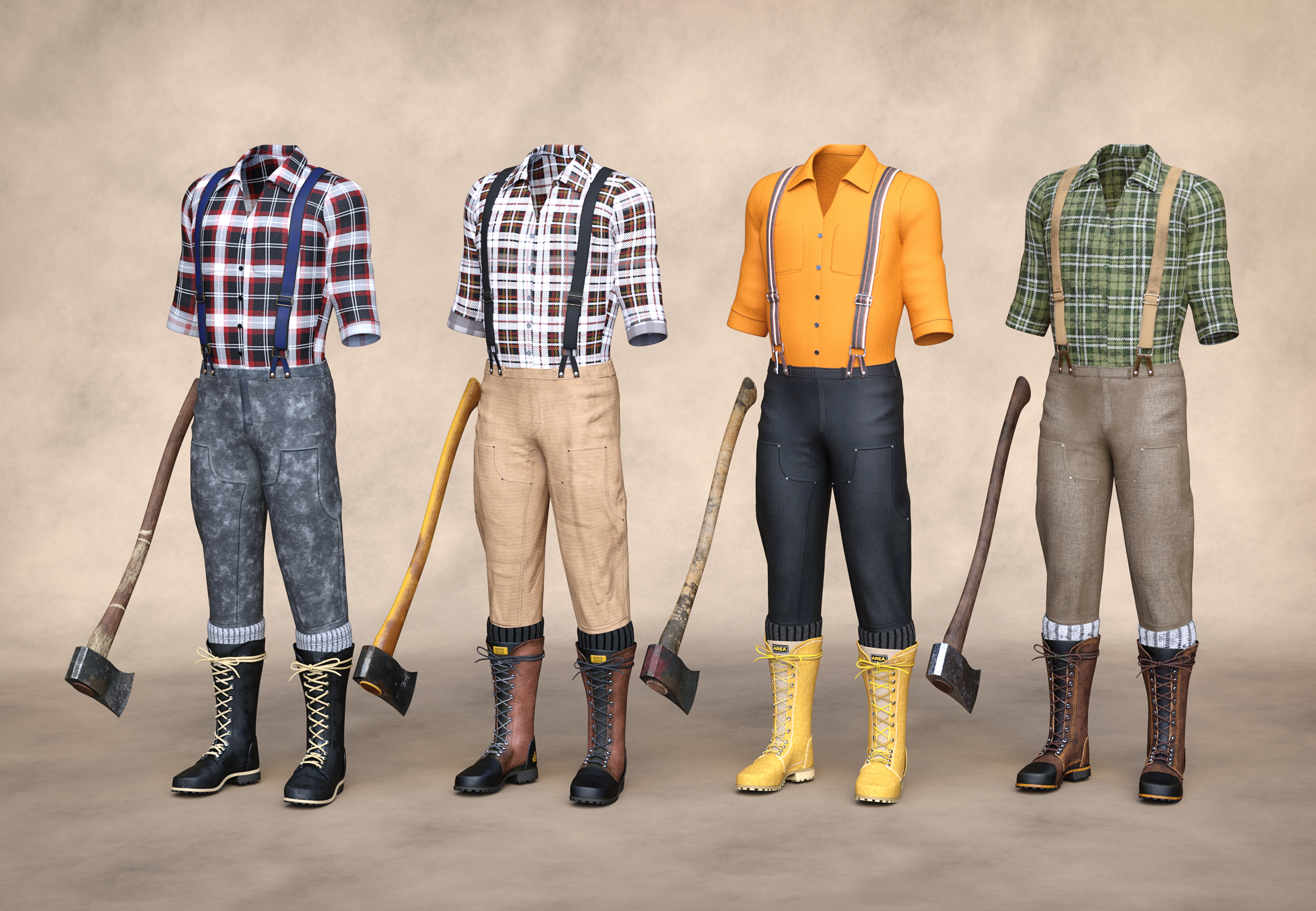 Lumberjack Outfit Textures by: Moonscape GraphicsSade, 3D Models by Daz 3D
