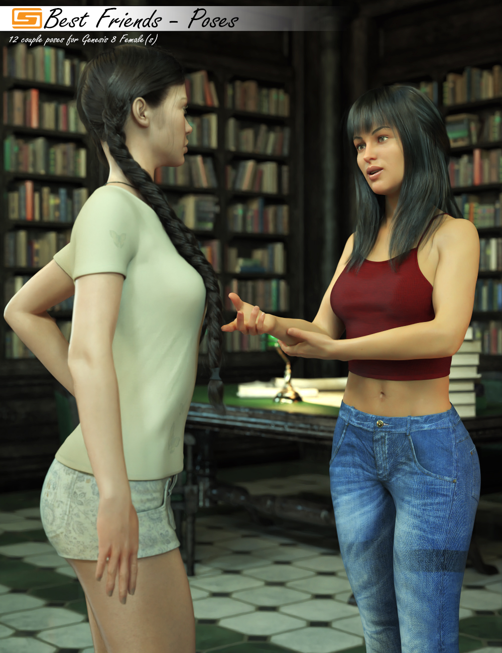 Best Friends - Poses for Genesis 8 Female by: Sedor, 3D Models by Daz 3D