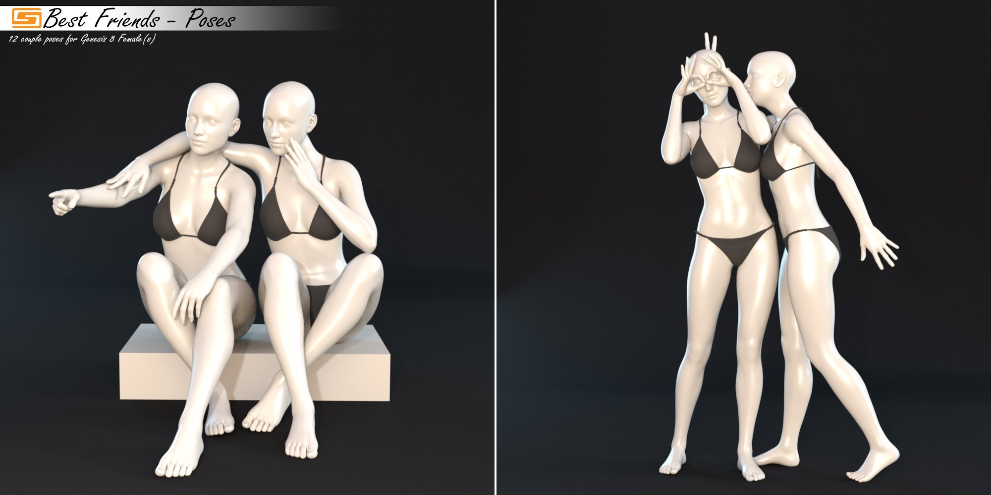 Best Friends - Poses for Genesis 8 Female Best Friends - Poses for Genesis 8 Female by: Sedor, 3D Models by Daz 3D