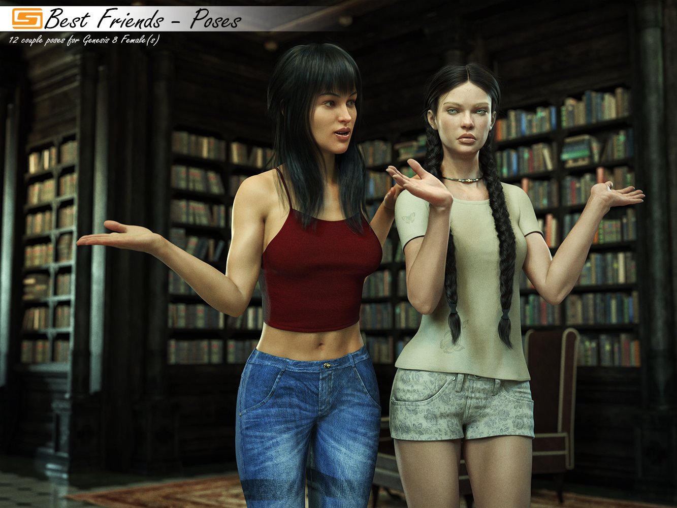 Best Friends - Poses for Genesis 8 Female by: Sedor, 3D Models by Daz 3D