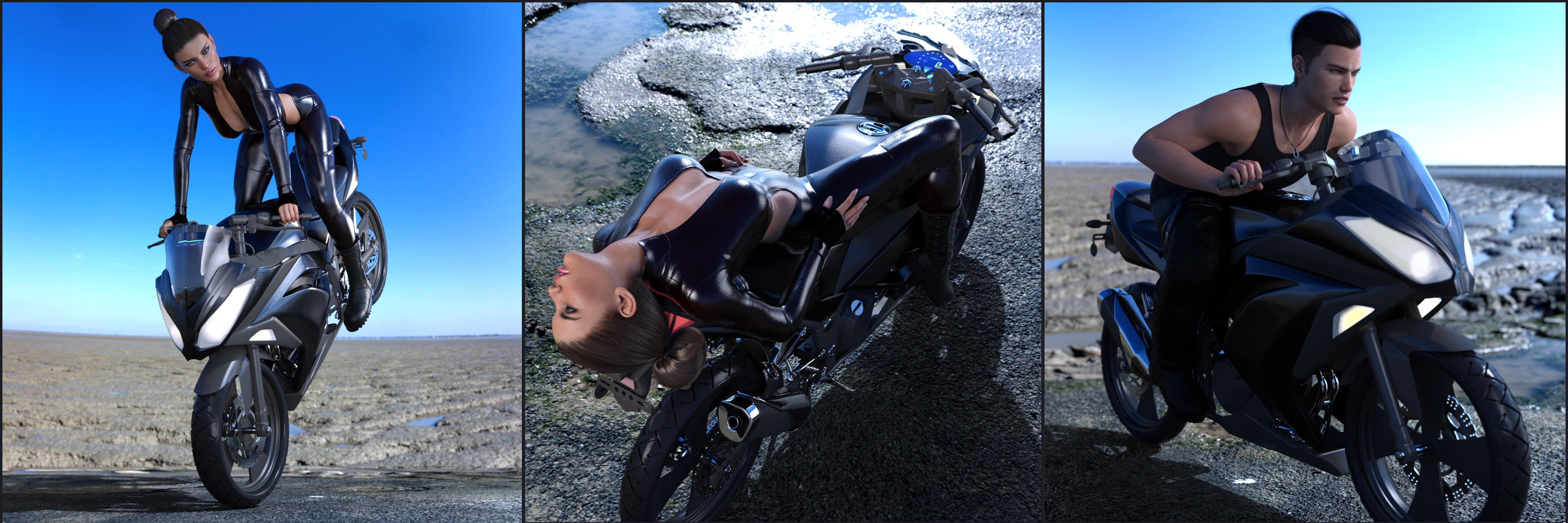 Z Sport Motorbike and Poses for Genesis 3 and 8 by: Zeddicuss, 3D Models by Daz 3D